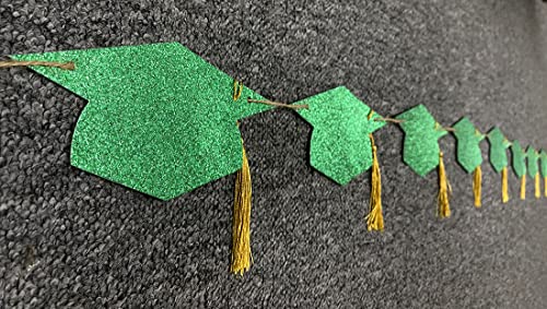 Image of Graduation Decorations Class of 2026 Pre - Strung Glitter Congrats Grad Graduation with Tassel Party Congratulations Banner Decor College High School Graduation Party Favors Green
