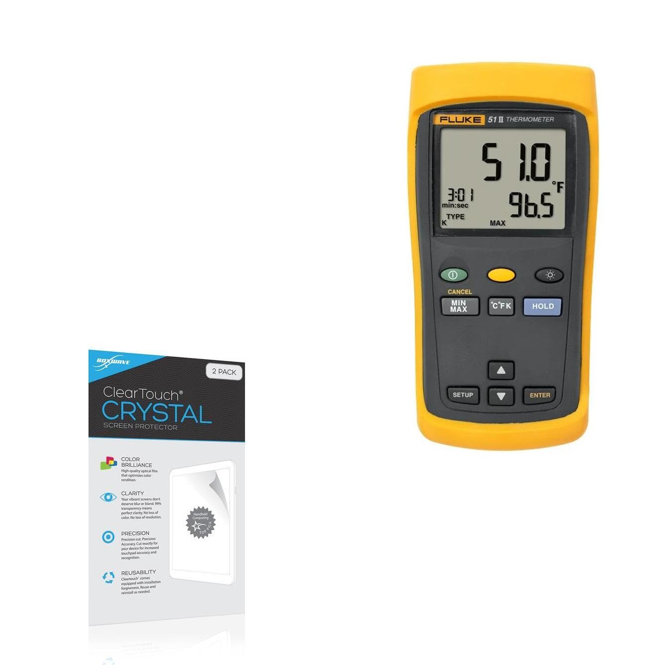 BoxWave Screen Protector Compatible with Fluke Fluke 51 II - ClearTouch Crystal (2-Pack), HD Film Skin - Shields from Scratches