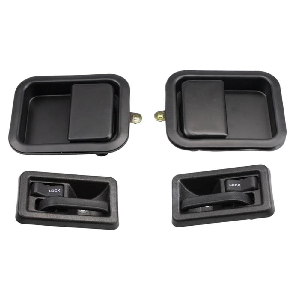 TnaWBkGaG Car Interior and Exterior Door Handle Set Left and Right Side Compatible with Jeep CJ 1976-1986 and 1987-2006 55176477AB 55176383AE