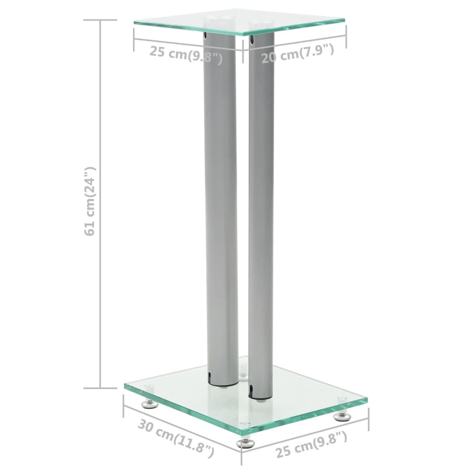 Supporti per Altoparlanti 2pz Vetro Temperato a Colonne Argento,Stand per Altoparlanti,Supporto per Altoparlanti da Tavolo,Supporti Altoparlanti-50674