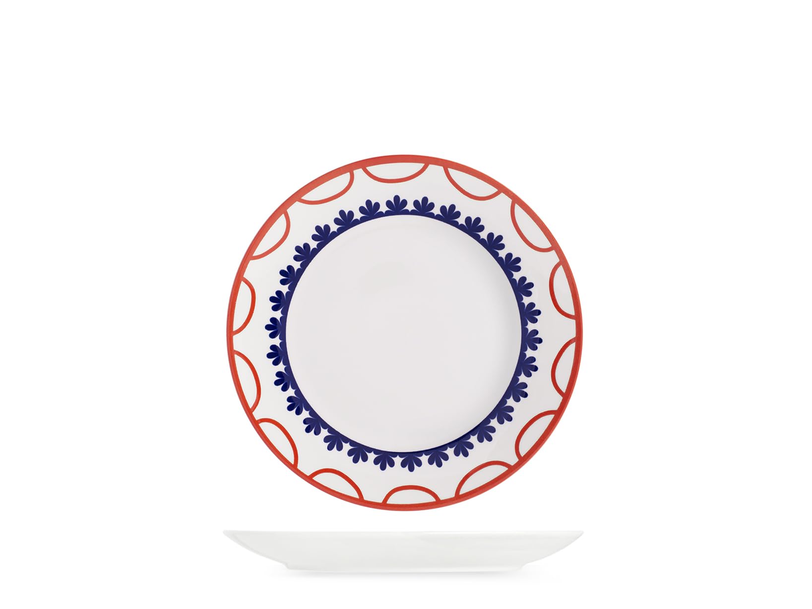 H&H Servizio Piatti 18 Pezzi Zephyra – Porcellana Decorata, Forma Coupe – 6 Piatti Piani 27 cm, 6 Piatti Fondi 23 cm, 6 Piatti Frutta 19,5 cm – Lavabili in Lavastoviglie e Idonei al Microonde