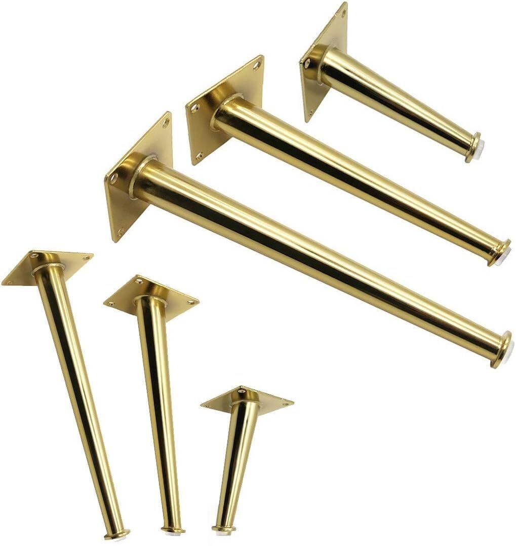 Juego de 4 Patas de Metal para Muebles, Patas de sofá cónicas Doradas con Base Transparente, herrajes para Muebles para Cama, Zapatero, Mesa de Centro (Color Oblicuo de 20 cm, Tama