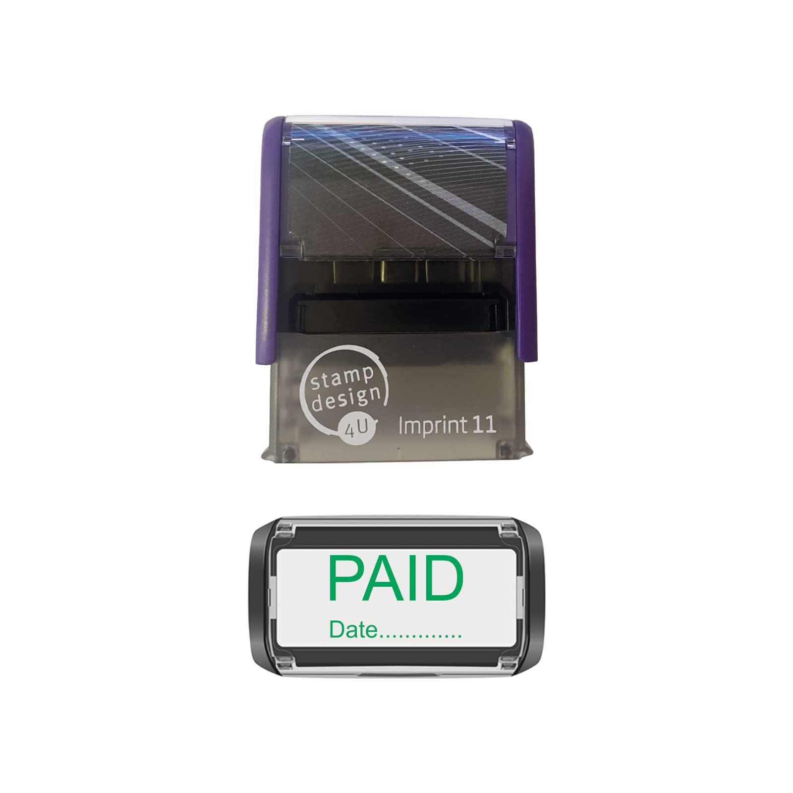 Stamp Design 4U Green Imprint 11 38 X 14Mm Paid With Date Self Inking Rubber Stamp - Ink To Stamp Your Paid With A Date Documents