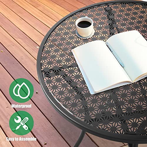 Outogether Steel Metal Round Table For Outdoor Patio,Coffee Table (Black) #TOP4