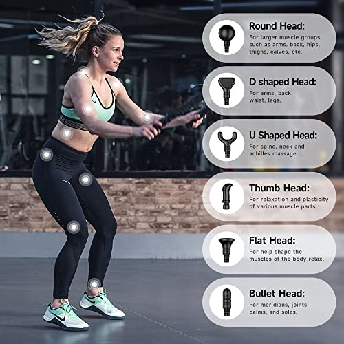 Gvber Massage Gun, Deep Tissue Massage Gun, Super Quiet Portable Electric Sport Massager, Handheld Mini Massage Gun With Carry Case, Contains 6 Massage Gun Attachments (Gray) #TOP3