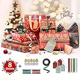 ★ Hochwertiges Material: Diese Geschenkpapier Weihnachten bestehen aus hochwertigem Kraftpapier. Holzfasern ist stark, haltbar, schön, umweltfreundlich und nicht leicht zu zerreißen. Der traditionelle braune Geschenk-Kraftpapier sieht elegant und ordentlich aus. (Es gibt zwei Arten von Hängekartenkombinationen, Sie erhalten einen davon zufällig)