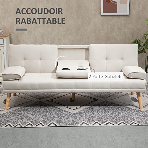 Canapé convertible 3 places rembourré beige - 833-663BG