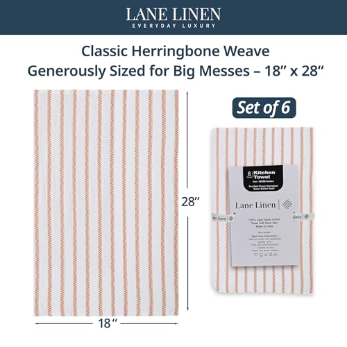 Image of LANE LINEN Tea Towel for Kitchen 100% Cotton Absorbent & Soft 6 Pack - Rust