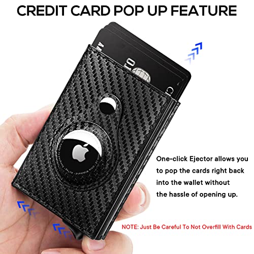 Mens Smart Airtag Wallet(NO Airtag) with Pop Up Button, Rfid Blocking Carbon Firber 202