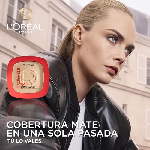 L'Oréal Paris Polvos Compactos Mate Infalible 24H, Larga Duración, Cobertura Media-Alta, Resistente al Agua, Fórmula No Comedogénica, Tono: 20 Ivory, 50 g - imagen 2