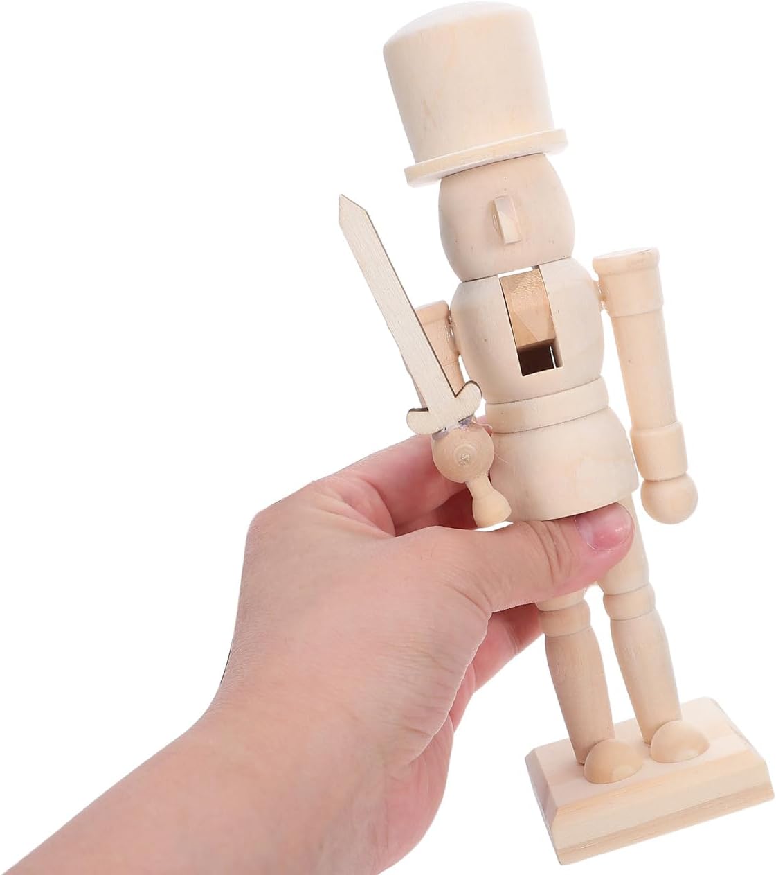 Unpainted Wooden Nutcracker, 3pcs Christmas Wooden Unfinished Nutcracker Natural Wood Color DIY Craft for Xmas Blank DIY Puppet Craft Decor Arts Project Ornaments Decoration