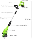 XCC Motoculteur électrique 20V, motoculteur sans Fil avec Batterie au Lithium, Largeur de Travail 10 cm, Profondeur 25 cm, Vitesse 250 TR/Min, idéal for l'ameublissement du Sol (Vert) - 6