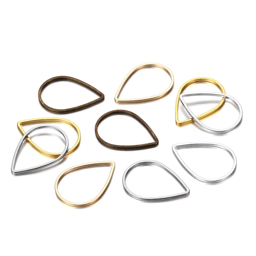 Anhänger 30 Teile/los Teardrop Waterdrop Mix Farbe Biegering DIY für Schmuckherstellung Finden Zubehör Zubehör Halskette (Gold 21x15mm x 30Pcs)