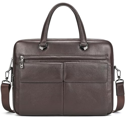JulBean Sacoche Homme Cuir Véritable Rétro pour Ordinateur 15.6 Pouces