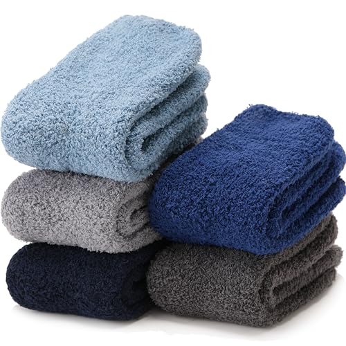 Image of EBMORE Fuzzy Socks Warm Winter Slipper Fluffy Sleep Cozy Comfy Cabin Socks for Mens Womens