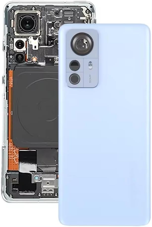 for Xiaomi 12 Pro/Xiaomi 12 Back Glass Battery Door Cover Replacement, Rear Housing Case with Camera Lens,Rear Glass Panel Back Cover Repair Parts (Black)