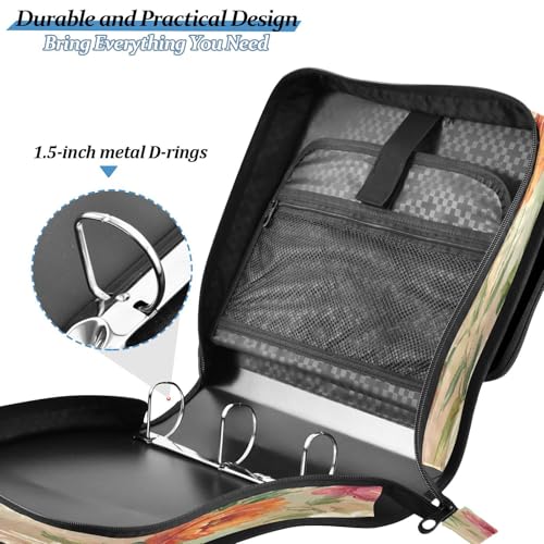 Carpeta de 3 anillos con cremallera organizadora de documentos expandible con asa 5