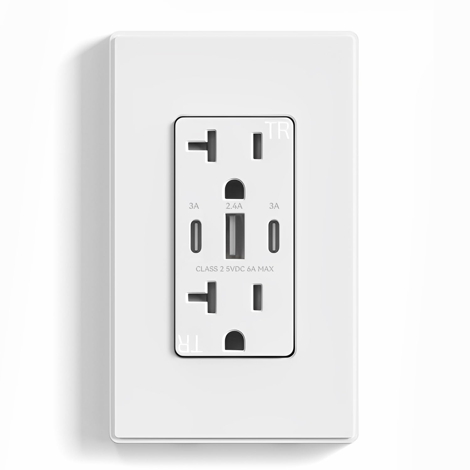 Sponsored Ad - USB Outlets, 30W 6.0 Amp USB C Outlets Receptacles, 3-Port USB Wall Outlet, 20 Amp Tamper-Resistant Outlet with 2 USB C Ports, UL Listed, Screwless Wall Plate Included, 1 Pack, Matte White