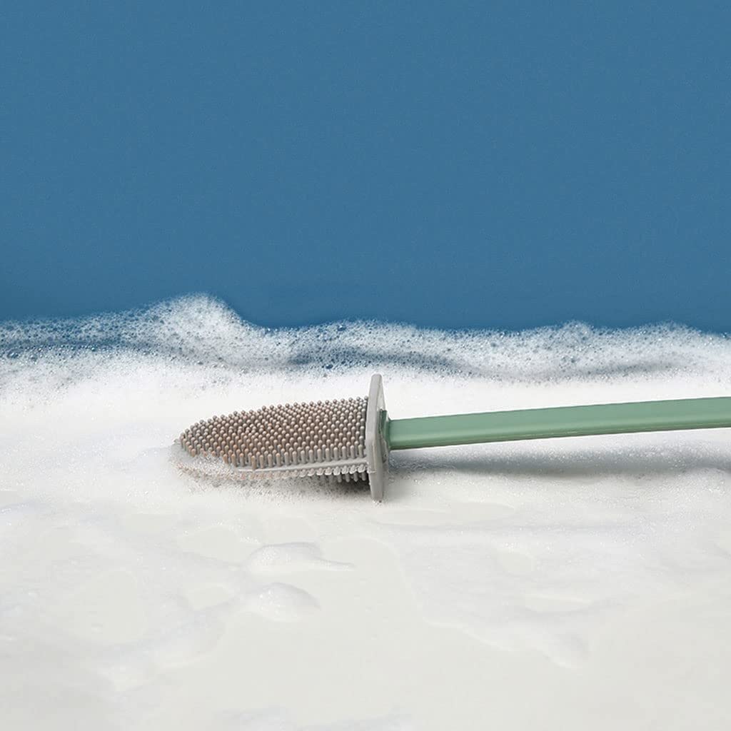 Cepillo de Limpieza Juego De Escobilla Y Soporte De Silicona Para Inodoro, Escobilla De Pared Para Baño, Cepillo De Limpieza De Inodoro, Escobilla De Inodoro De Mango Largo Cepillo de Baño(Blue)
