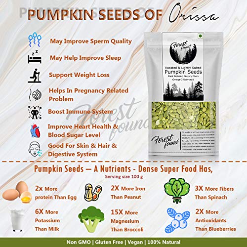 Image of Forest Found Roasted Salted Pumpkin Seeds Use in Salads, Trail Mixes, Baked Goods, Granola Bars, Desserts | Source of Protein & Fibre, Keto Diet Friendly, Pepitas Seed, Healthy Superfood Snack (400g)