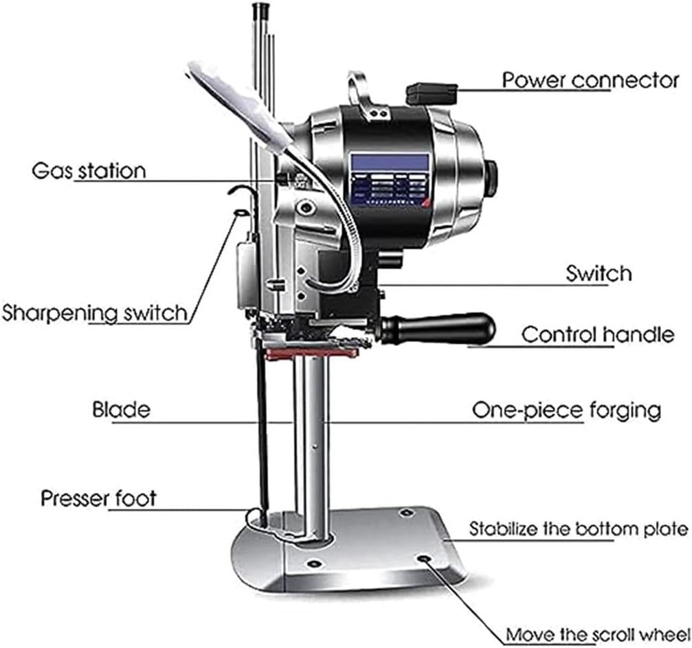 High-Speed Straight Knife Cloth Cutting Machine Fabric Cutter Industrial Fabric Cutting Machine with Automatic Knife Sharpen, for Multilayer Fabric Leather Cloth,10in