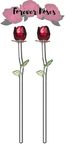 Miniatura 4 de BANBERRY DESIGNS Copas de champán con rosas de cristal rojo - Juego de 2 vasos con 2 rosas - Boda - Aniversario - Cumpleaños - Navidad - San