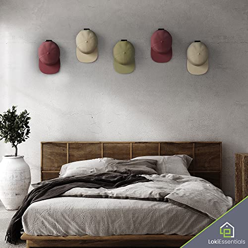 Lokiessentials Adhesive Hat Rack Display Hooks For Wall & Door (12 Pack) Baseball Cap Holder, Closet & Storage Organizer, Strong Cap Hanger For Room & Mancave, No Drilling, Usa Patent Pending (Black) #TOP6