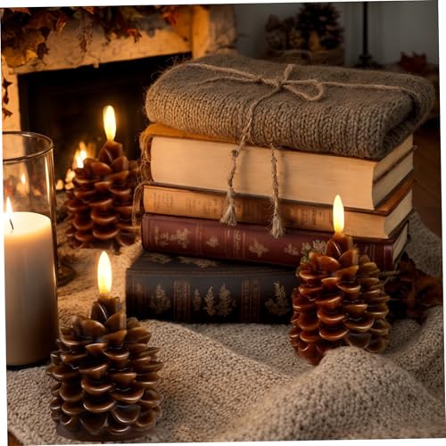 Velas navideñas LED de piña en parafina auténtica para centros de mesa 3