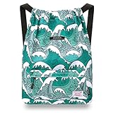 Peicees Waterproof Drawstring Sport Bag Lightweight Sackpack Backpack for Men and Women (Sea Wave)