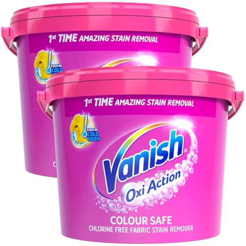 Vanish Crystal White Oxi Action - Quitamanchas para Ropa Blanca y de Color, en Polvo - Pack de 2 x 2.4 kg