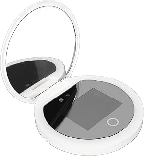 Portable Travel Compact Mirror with UV Camera for Sunscreen Test, 2X Magnification Lighted Mirror for Handbag Pocket, 3.5in Pocket Size L