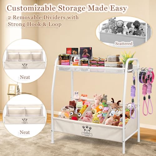 Large Dog Toy Storage Basket, Adjustable Large Pet Dog Toy Bin Organizer, Dog Toy Stuff Organizer Box with 2 Velcro Dividers for 1–3 Compartments for Living Room Area - Image 3