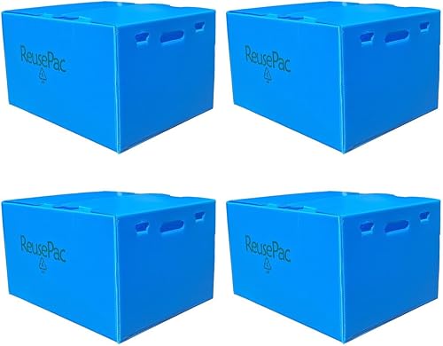 Miniatura 15 de Caja plegable reutilizable de polipropileno corrugado, ligera, almacenamiento de correo móvil, apilable, tapa autoblocante sin cinta para el hogar