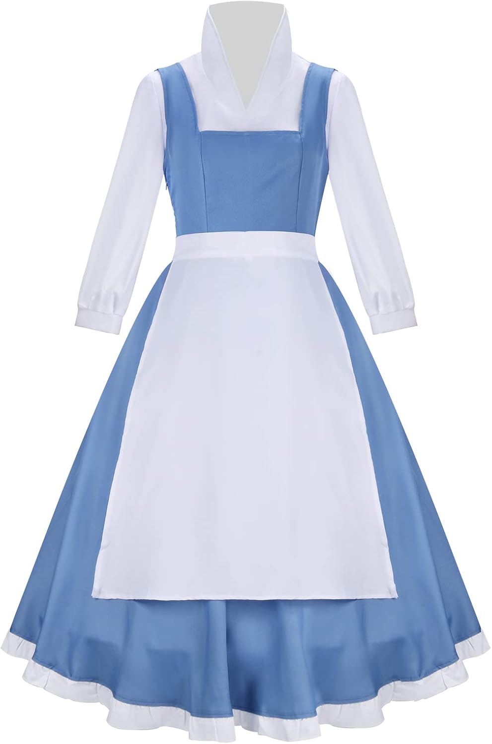 AMNPOLEN Beauty Belle Cosplay Costume Maid Blue Dress Women Girls Princess Halloween Carnival Fancy Dress up Ball Gown Outfit - Image 2