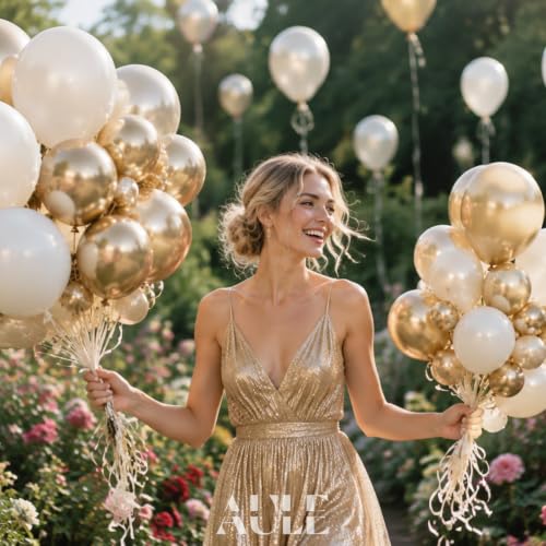AULE 155Pcs Champagne Gold Balloon Arch Kit White Beige Balloons by AULE - Used condition - Image 4