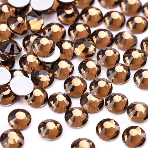 Image of Crystal Flatback Rhinestones Gems for Crafts 1.4mm SS3, Smoked Topaz | Glue Fix, 2880pcs Glass Rhinestones for Bedazzling, Clothes, Tumblers, Nail Art, Shoes, Bags, Caps & Accessories Decoration