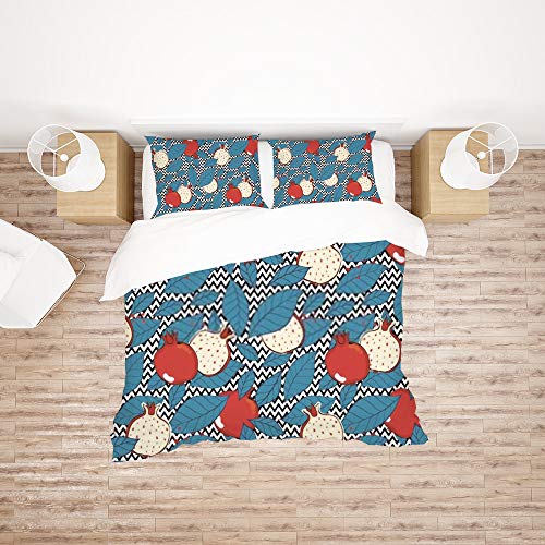Linge de lit anti-plis housse de couette imprimé grenade et graines 3 pièces polyester - 3