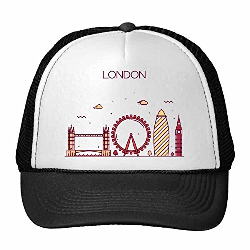 Gorra de béisbol infantil de Londres con diseño plano y ajuste cómodo en nylon multicolor