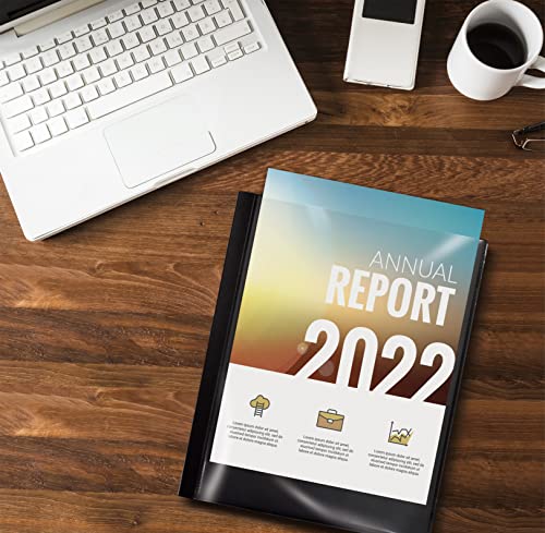 Livro de apresentação encadernado com 24 bolsos, preto, capa frontal transparente, 48 páginas protet