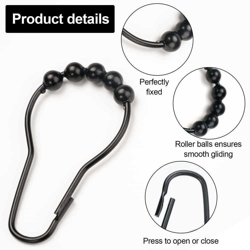 12 Pièces Crochet Rideau Douche, Anneau Rideau Douche avec Système