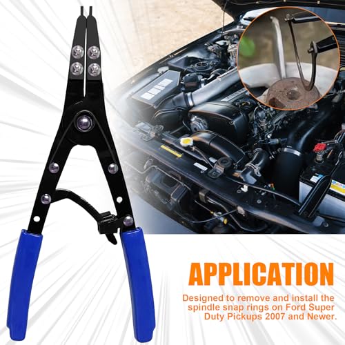 Image of 38700 Snap Ring Pliers External 10 inch Large Heavy Duty Ratchet Locking Design Anti-slip Circlip Pliers Blue Automotive Removal Tool Kit Compatible with Ford Super Duty Pickups 2007 and Newer (Blue)
