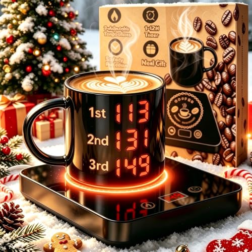 Coffee Mug Warmer for Desk with Auto Shut Off,Coffee Cup Warmer for Desk | 1-12 Hours Timer & 3 Temperatures Coffee Mug Warmer-Christmas Gifts