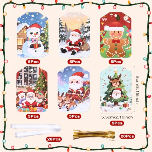 Christmas Gift Bags Multipack, 20pcs Christmas Wrapping Bags with Drawstring, Xmas Gift Bags Large Medium Small Sizes,Christmas Bags with 30 Gift Tags for Presents, Gifts, Christmas Decorations — photo 4