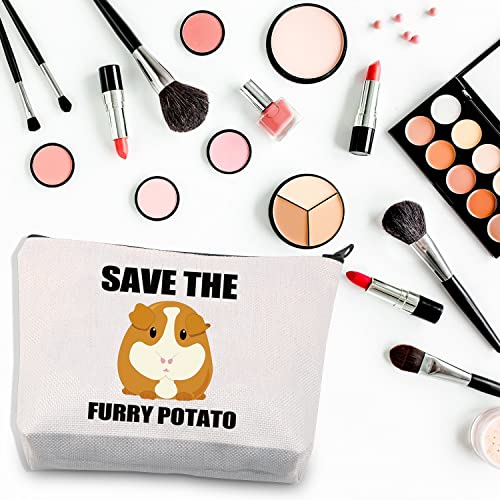 PLITI Funny Guinea Pig Makeup Bag Guinea Pig Lover Gift Save The Furry Potato Zipper Travel Pouch for Guinea Pig Owner Gift(Furry potatoU) - Image 4
