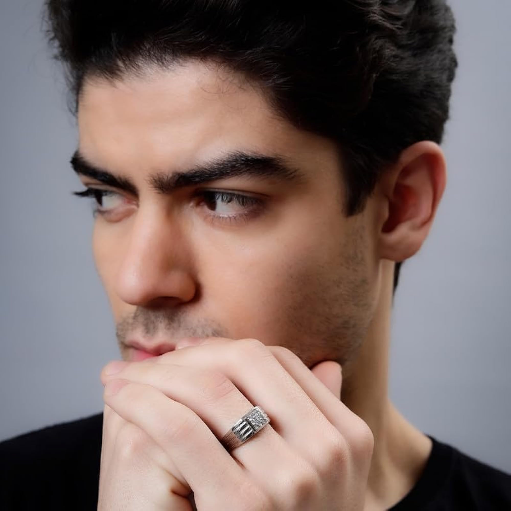 925 Pure Silver Adjustable Rings for Couple, Rhodium Plated