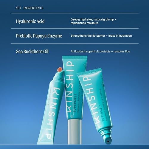 Kinship Supermelt Lip Smoothing Jelly Mask - Moisturizing Daily Lip Treatment + Hyaluronic Acid-Hydrating+Exfoliating Lip Gloss-Soft + Plump-(.3 oz)