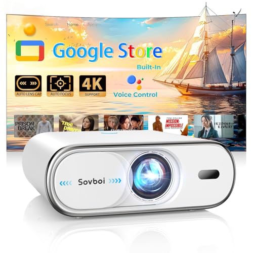 Image of Outdoor-Projector Built-in Google TV, Sovboi Auto Lens Cap Smart Proyector