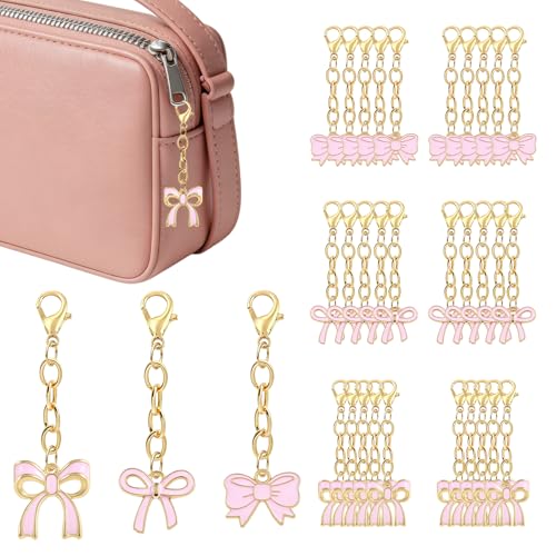 Chedin 30 Pcs Pink Bow Keychains,Cute Metal Bowknot Party Favors for Women,Durable Bag Charms & Purse Decorations,Ideal for Birthday Party Supplies,Gifts for Girls & Friends