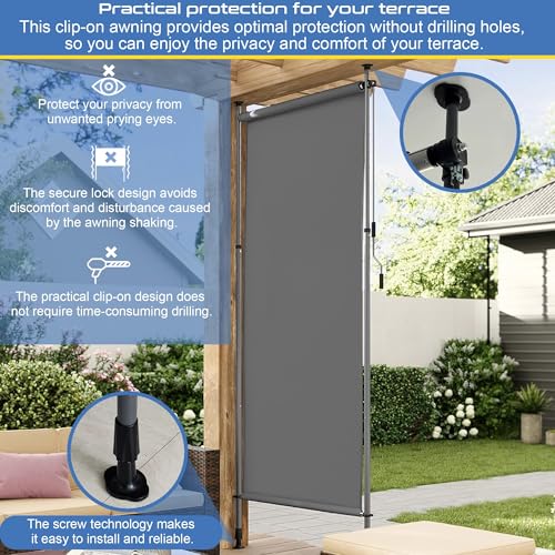 Toldo retráctil impermeable con altura ajustable y manivela manual exterior 7