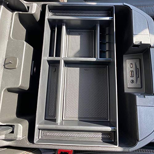 Image of JKCOVER Center Console Organizer Tray Compatible with (2019-2024 2025) Chevy Silverado 1500 /GMC Sierra 1500 and 2020-2025 Silverado /Sierra 2500 /3500 HD - Full Console w /Bucket Seats ONLY,Black trim